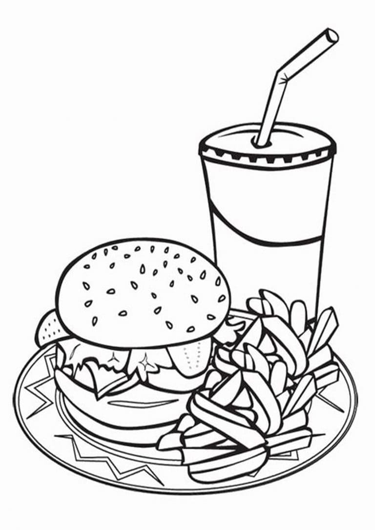 Burger and Fries | tulamama |free therapeutic coloring pages for kids