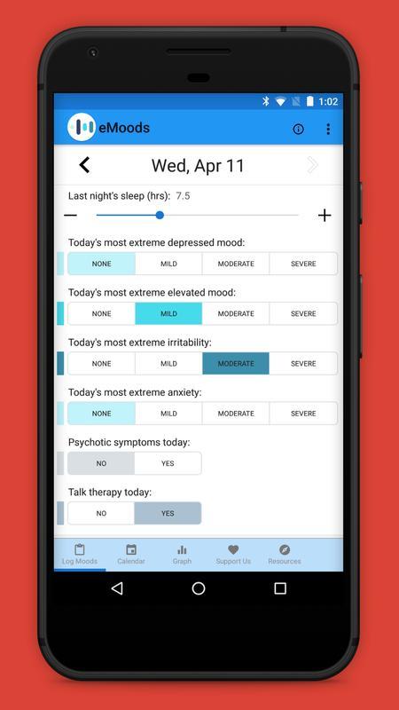 eMoods is a specialized mootracking app that is designed for people who are struggling with bipolar disorder. 