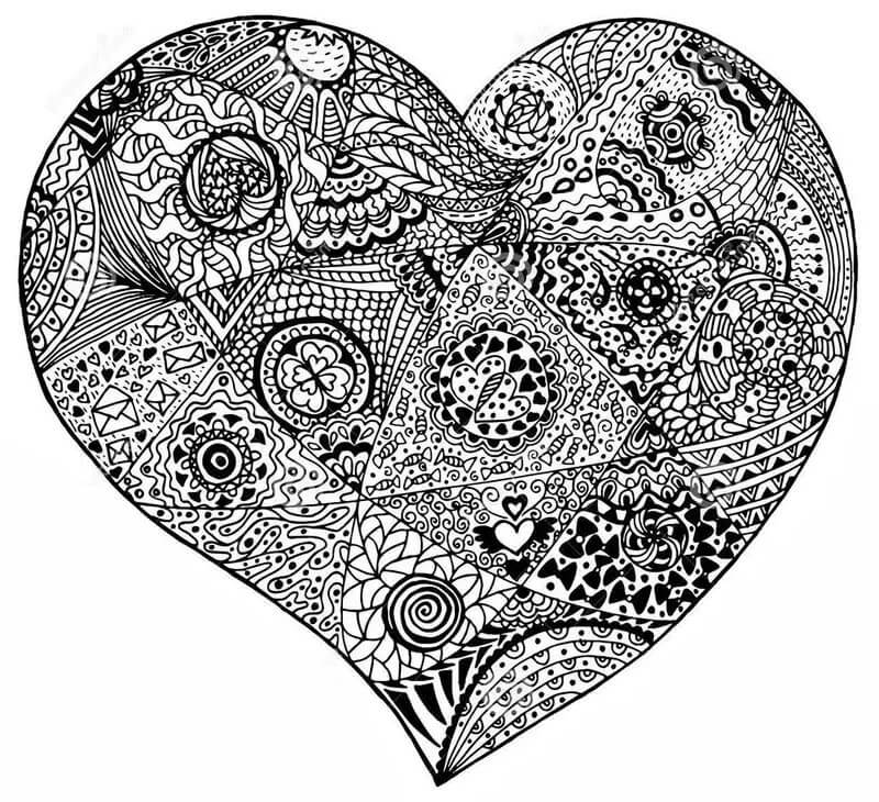heart coloring pages for adults | coloring pages of hearts and flowers | love coloring pages for adults