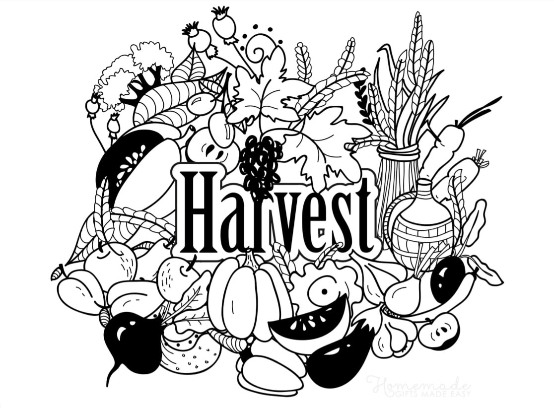 Harvest Food | Homemade Gifts Easy | cute thanksgiving coloring pages