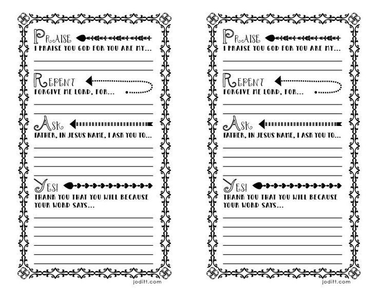 joditt | printable prayer list | prayer notebook examples