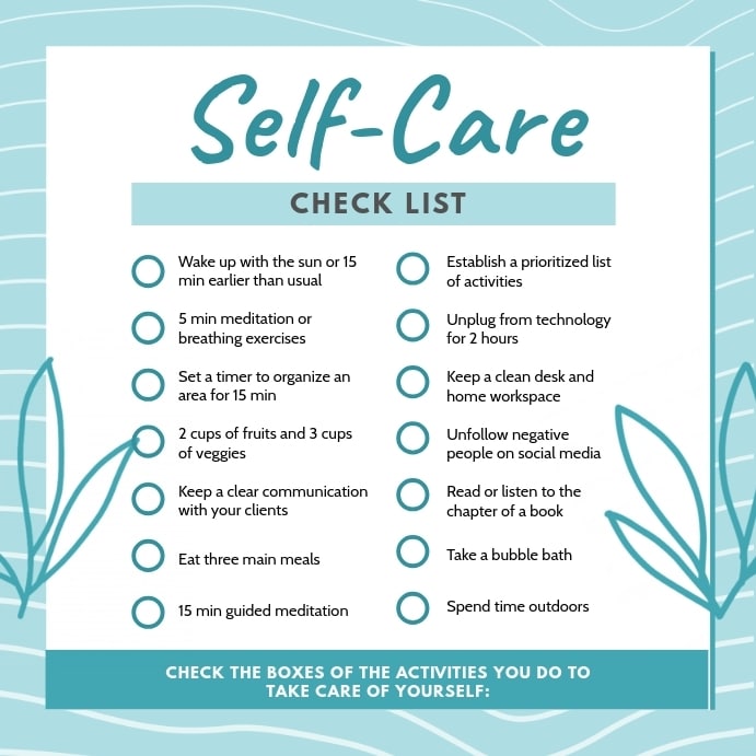 Customizable Self-Care Checklist | beauty self care checklist | daily self care checklist pdf
