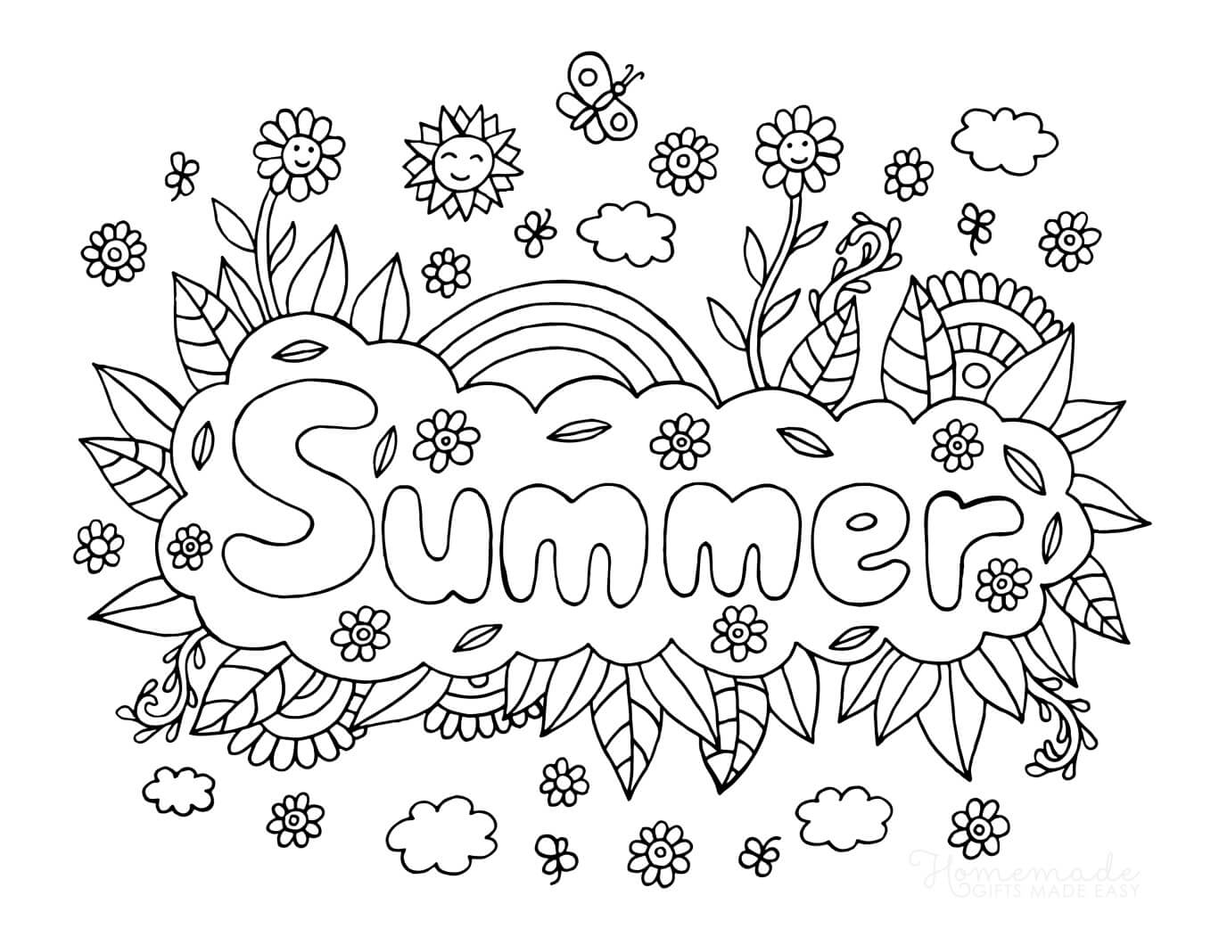 summer picture color ideas | easy to color coloring pages | free summer coloring pages
