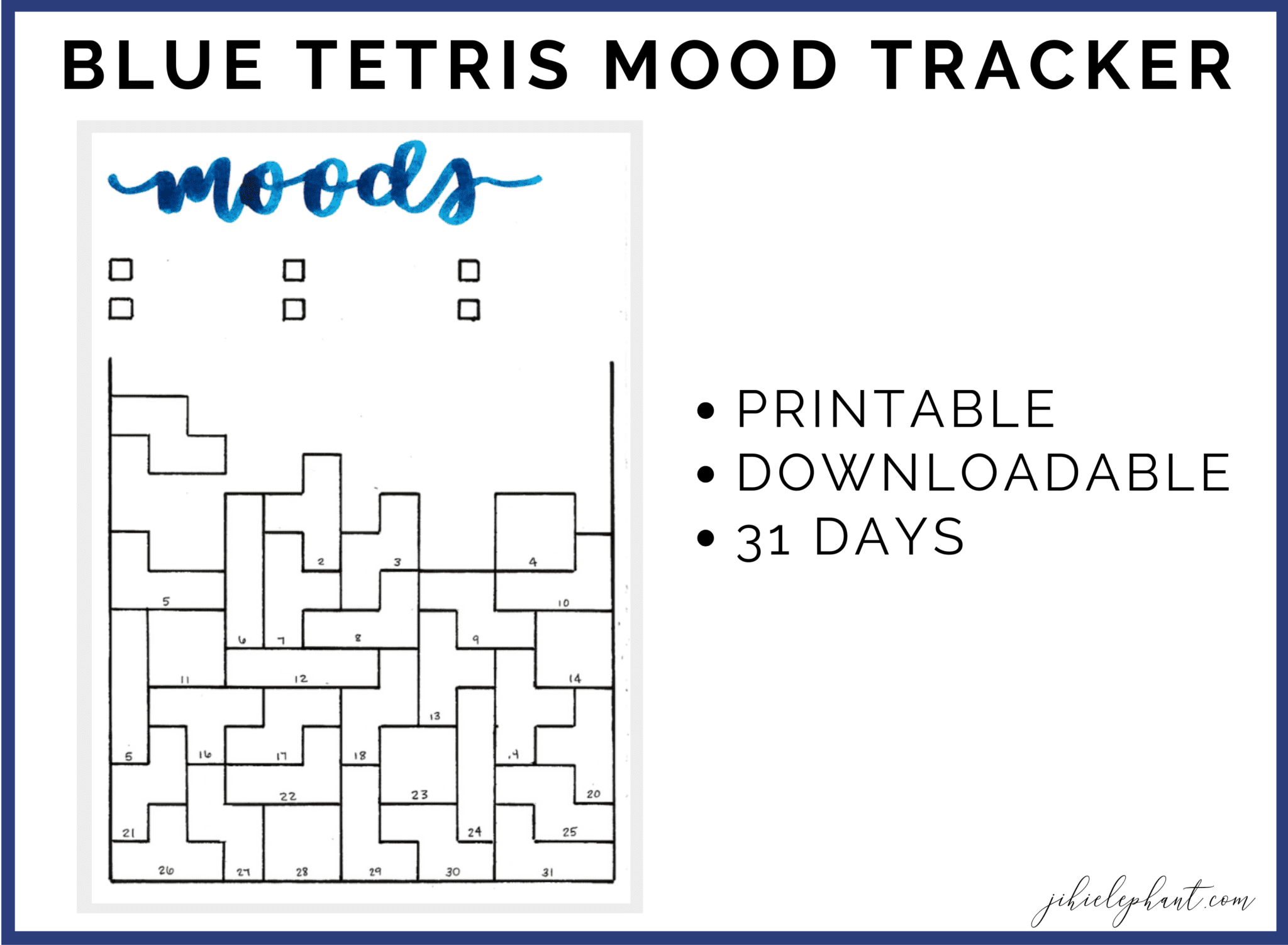 mood tracker free printable | printable circle habit trackers | mood tracker printable Blue Tetris Mood Tracker