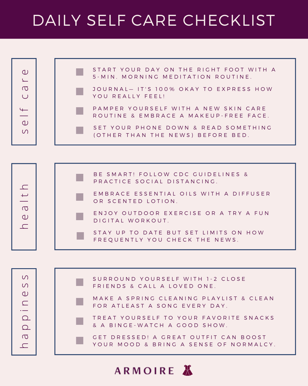 Self-Care Checklist by a Seattle Nurse | beauty self care checklist | self care checklist template